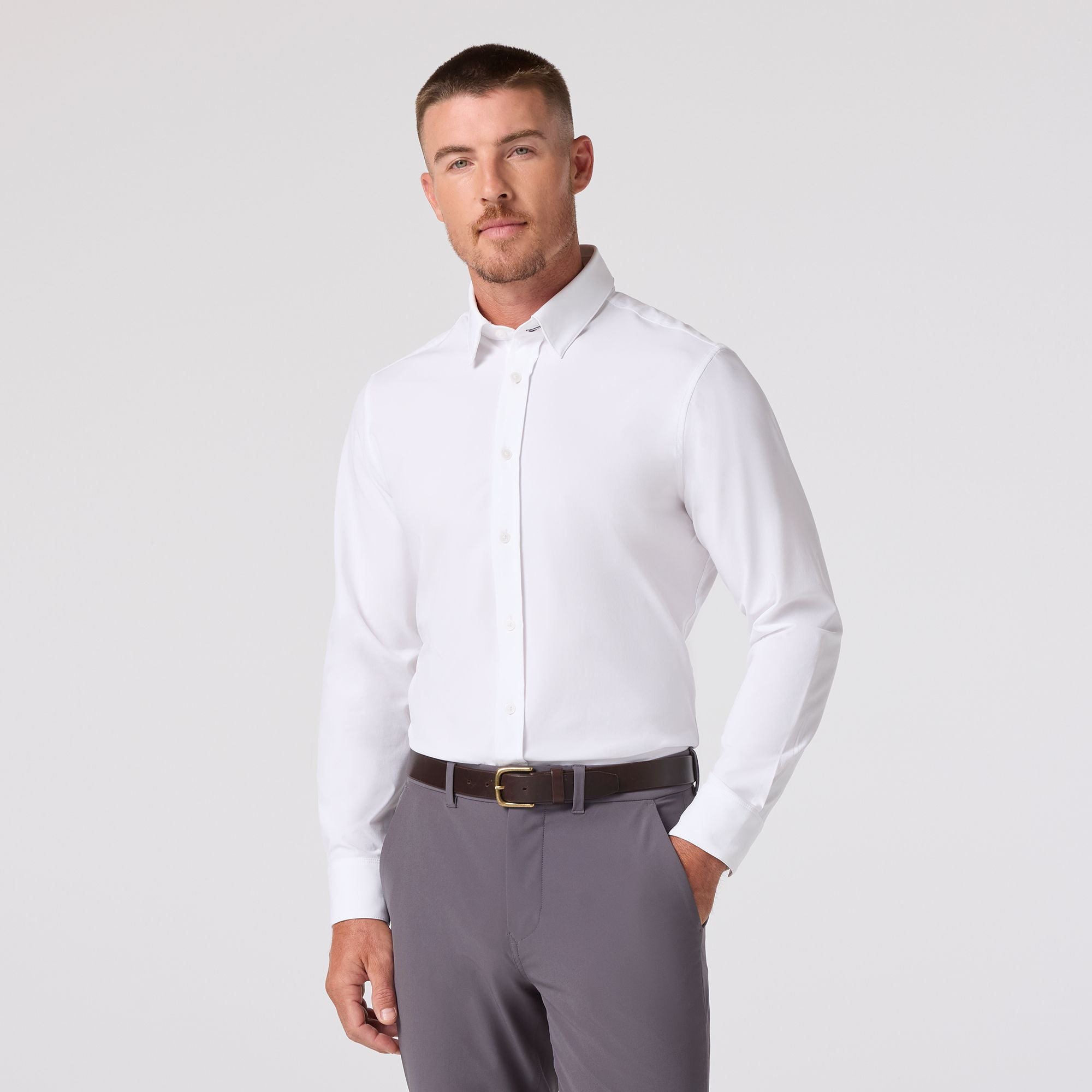Leeward Formal Dress Shirt White Solid