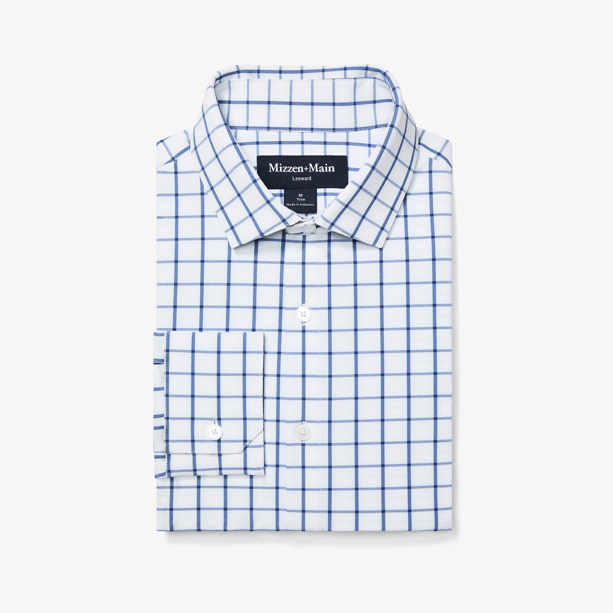 Leeward No Tuck - White Navy Windowpane