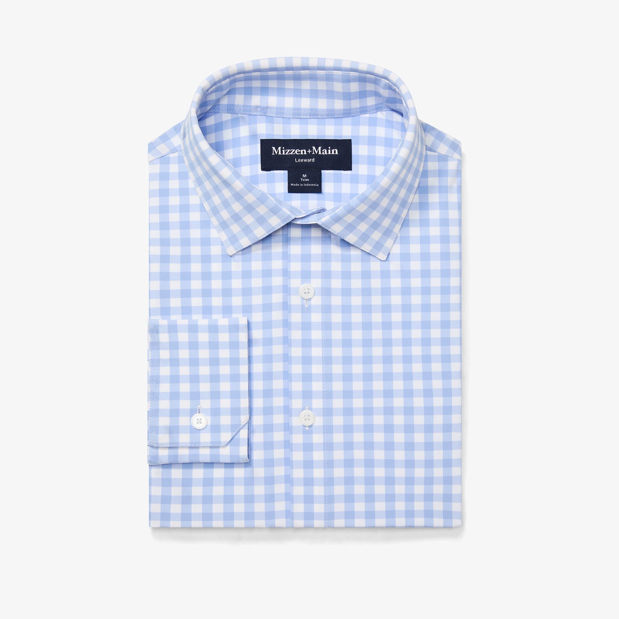 Leeward Dress Shirt Light Blue Gingham