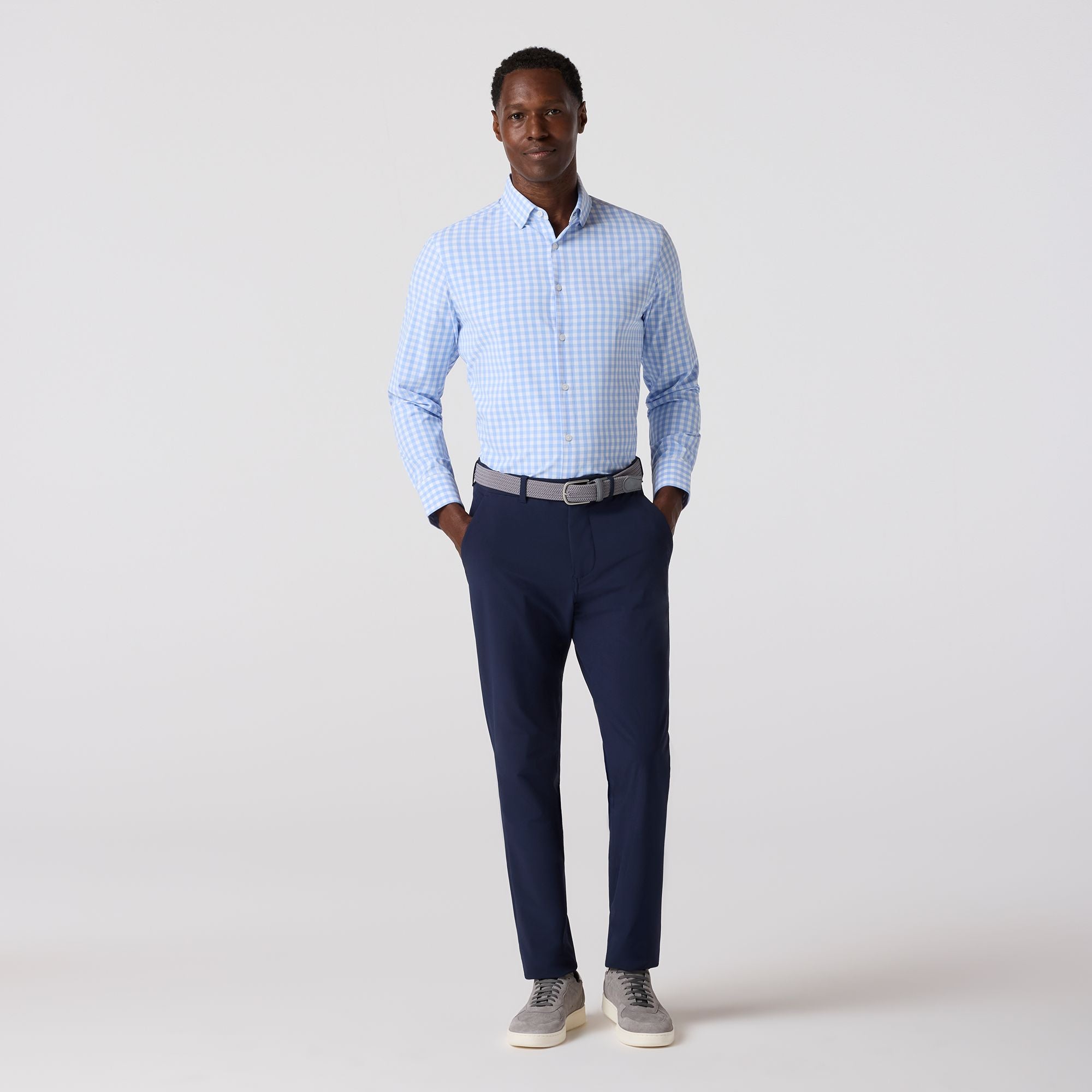 Leeward Dress Shirt Light Blue Gingham