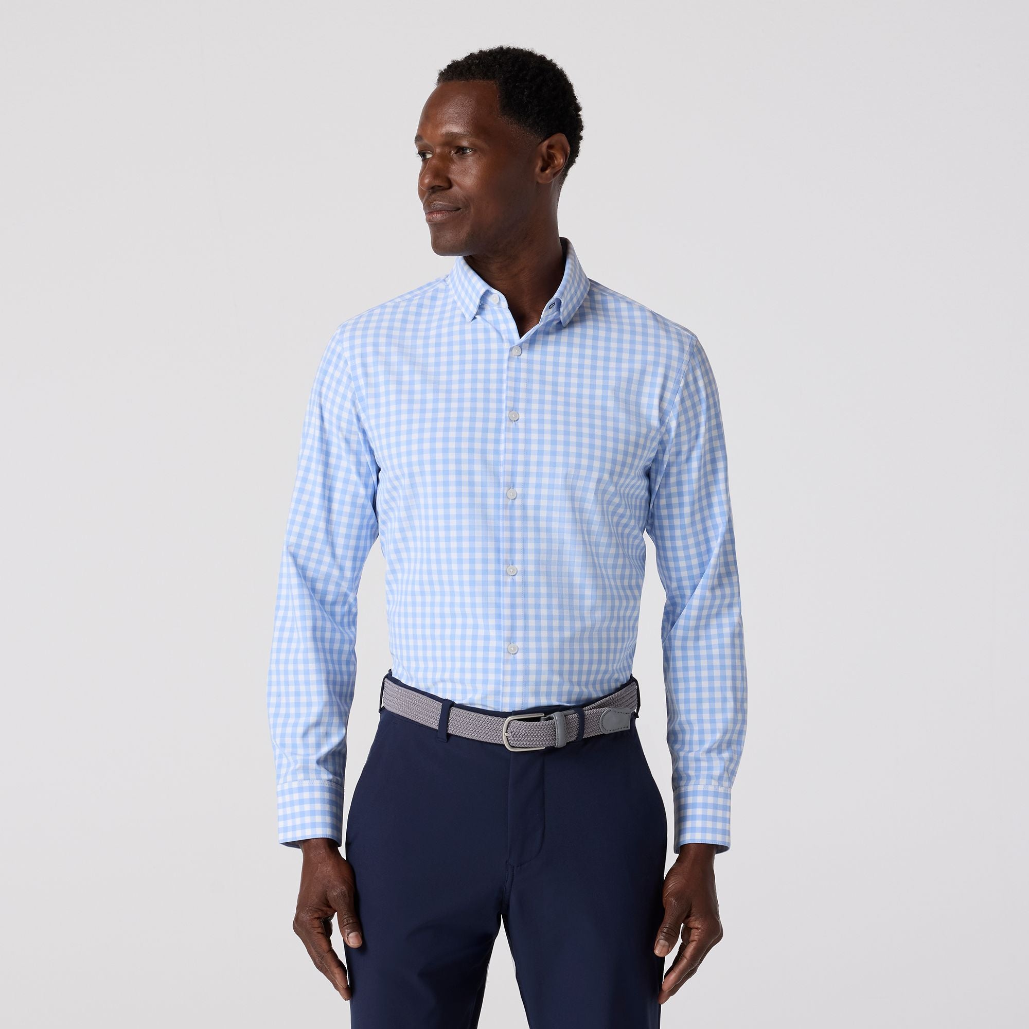 Leeward Dress Shirt Light Blue Gingham