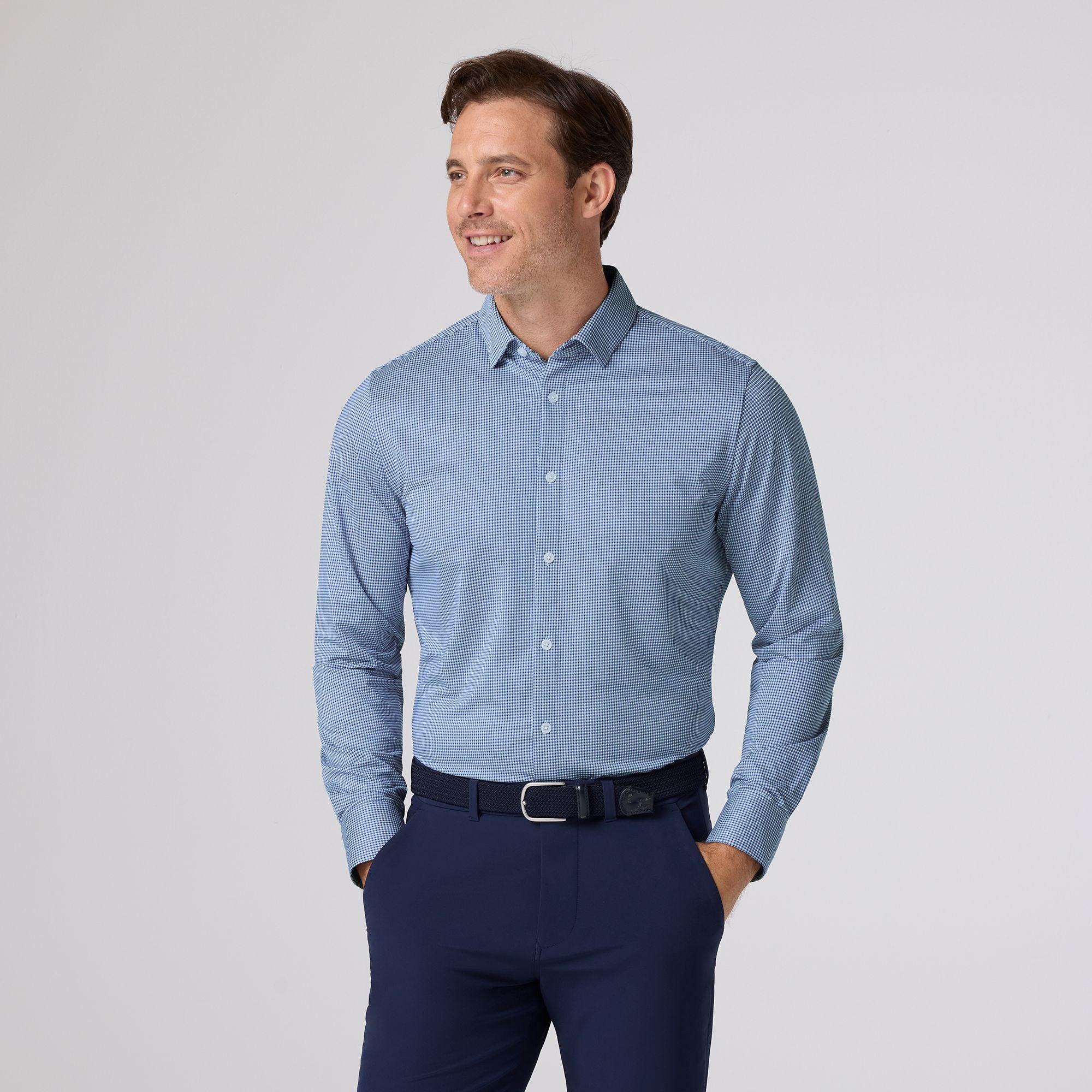 Halyard Dress Shirt Navy Peter Gingham