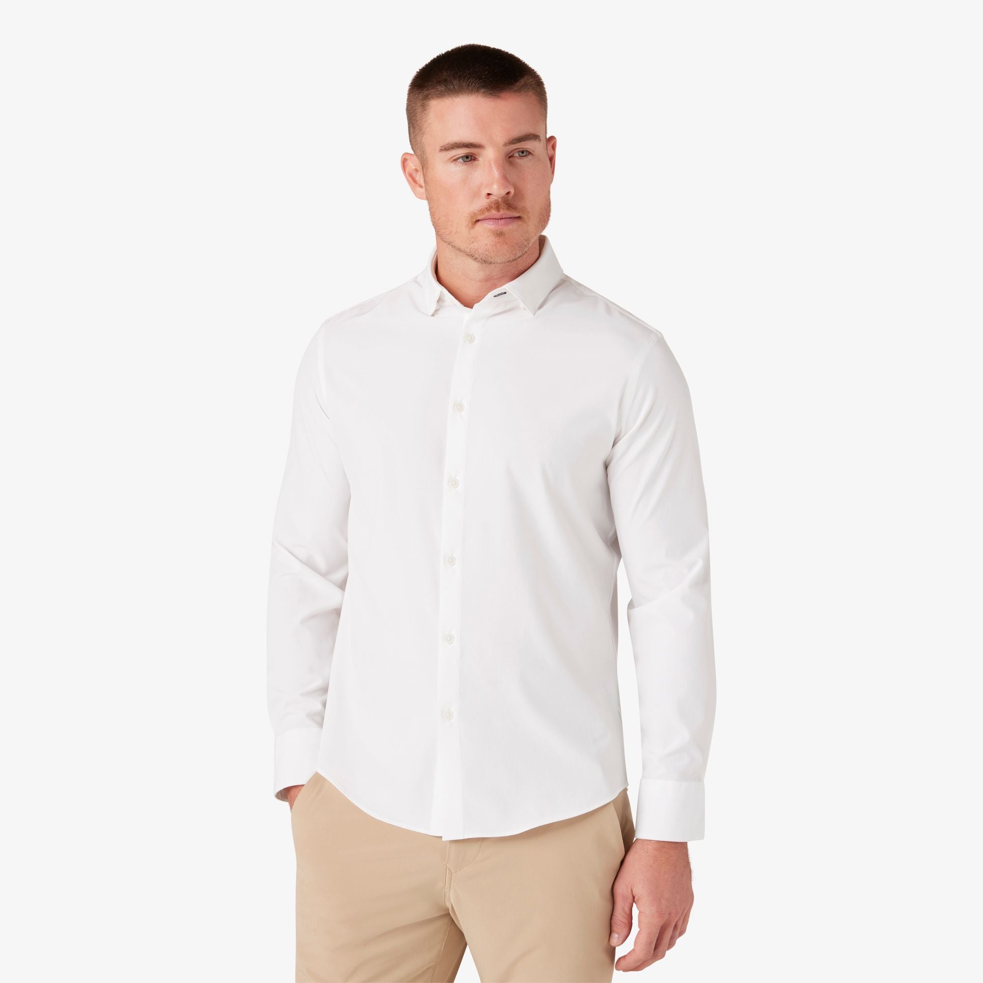 Leeward No Tuck Dress Shirt - White Solid