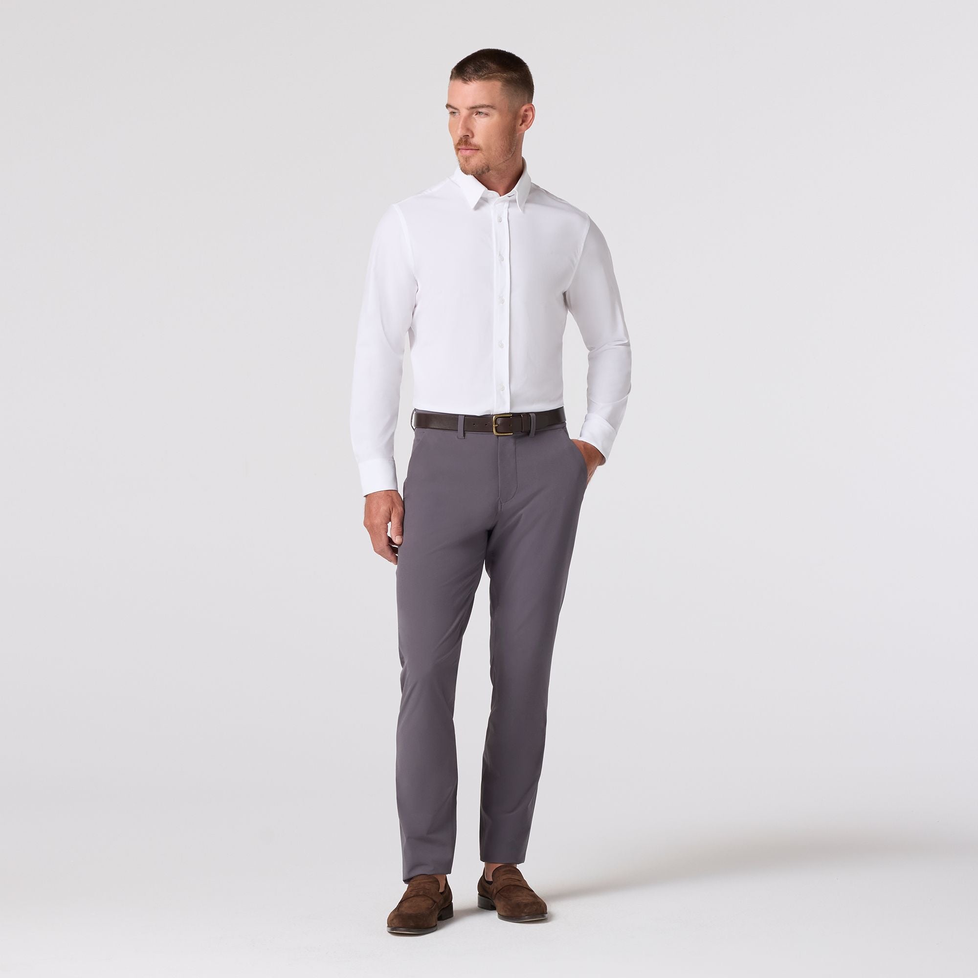 Leeward Formal Dress Shirt White Solid