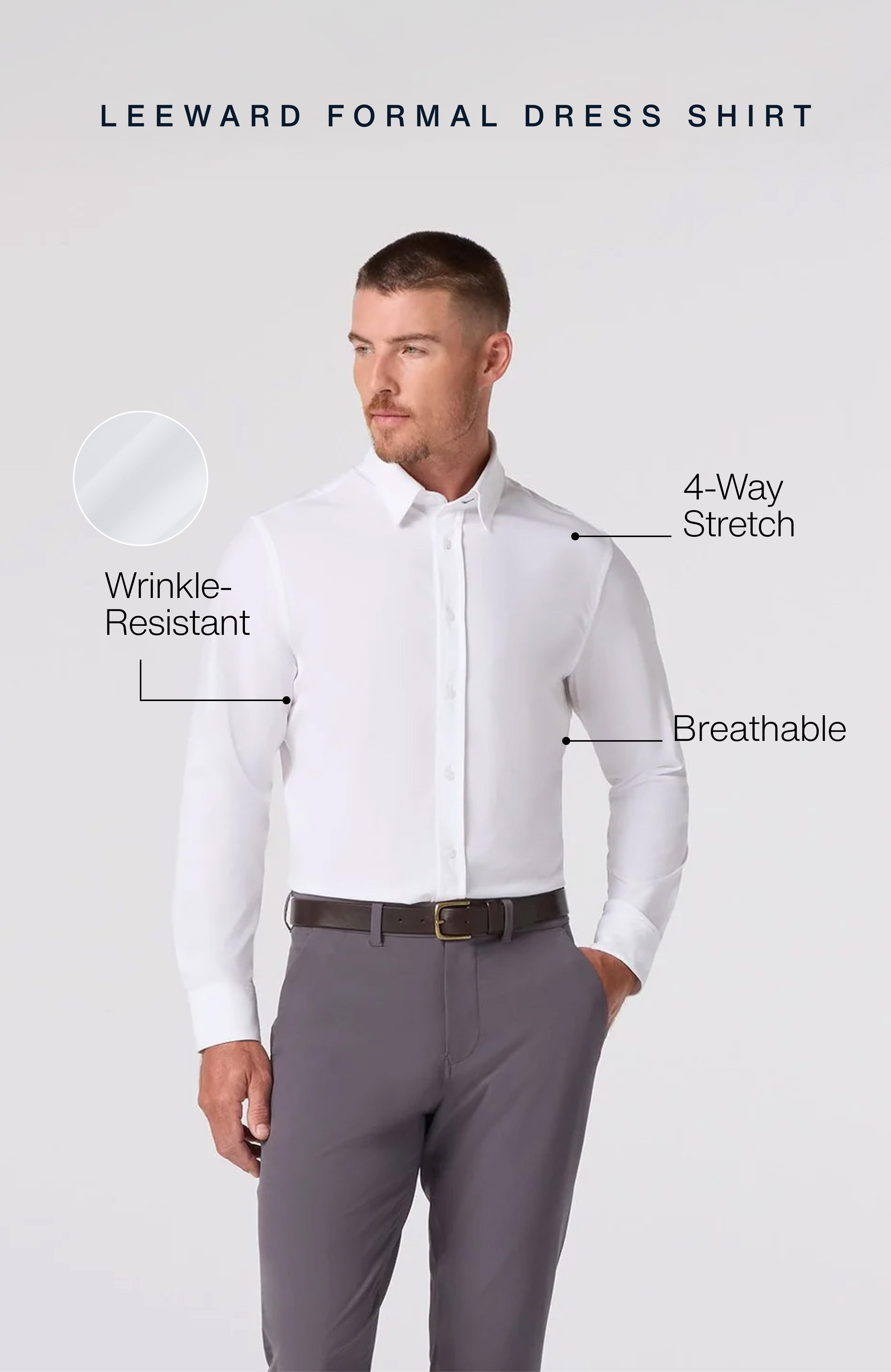Leeward Formal Dress Shirt White Solid