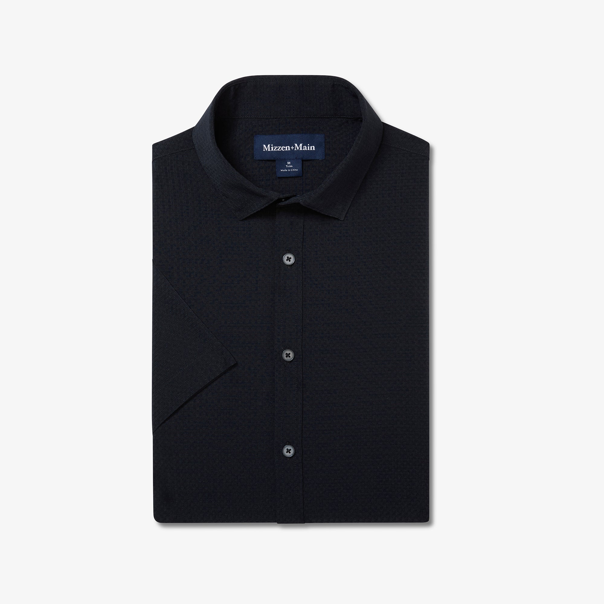 Black shirt with a collar on a white background
