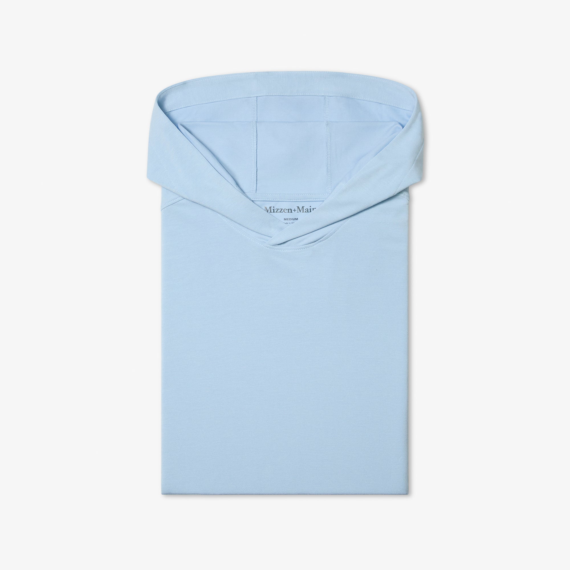 Light blue hooded garment on a white background
